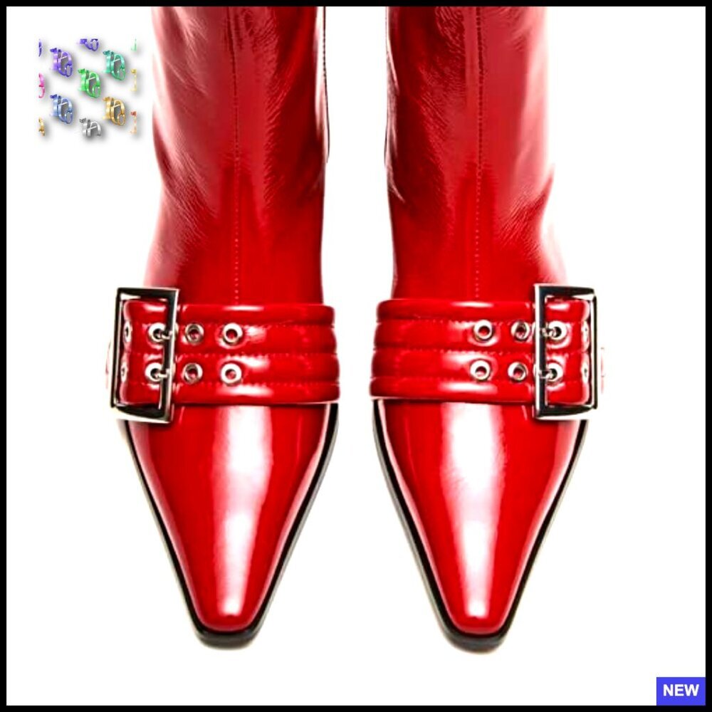 Pointed Toe Ankle Boots Kitten Heel Chic Fashion Dress Booties with Buckle Strap - Picture 6 of 7